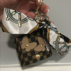 Patterned Keychain/bag charm with Scarf Accent